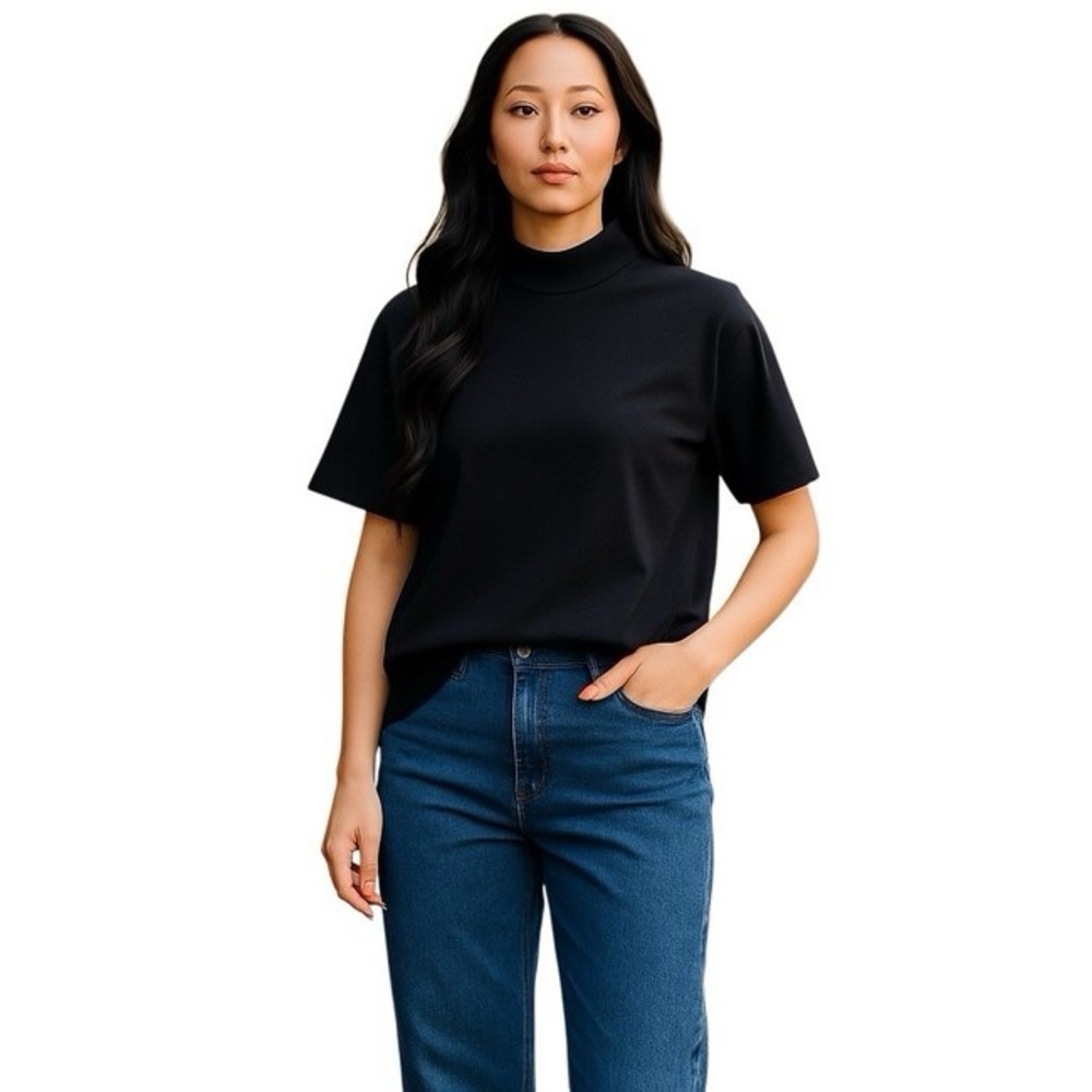 NWT Lululemon Athletica Black Relaxed Fit Cotton Blend Turtleneck Tee